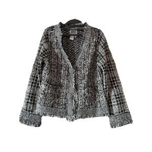 Curio Sweater Jacket Large Long Sleeve Pockets Shabby Chic! Fancy Fun Blazer
